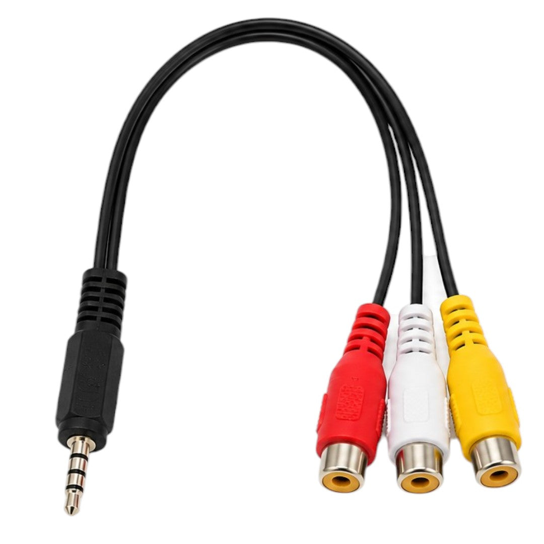 Cable Adaptador 3 Rca Hembra a 1 Spica Macho 13cm Audio Video