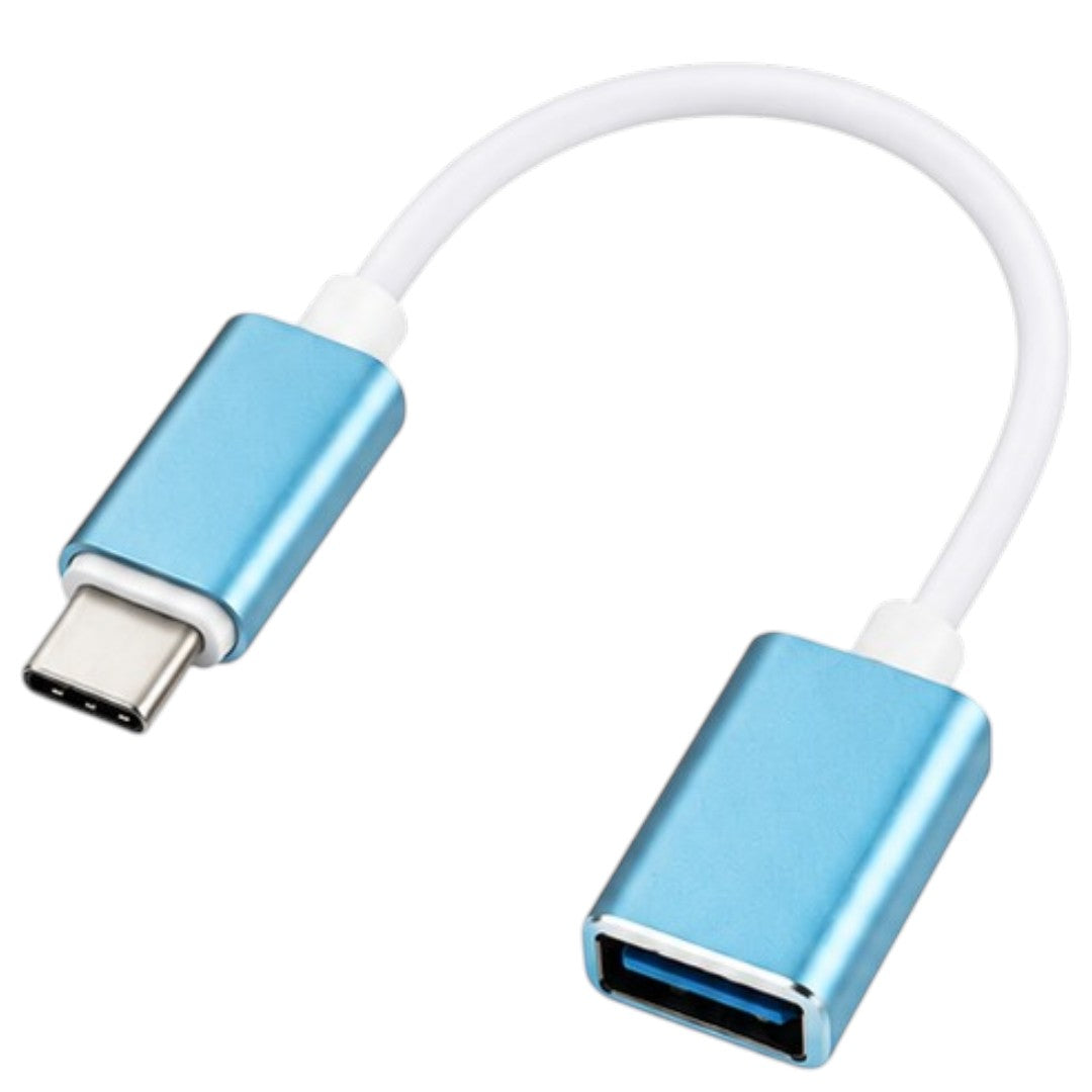 Cable OTG USB 3.0 A Tipo C Adaptador Pendrive Celular Celeste