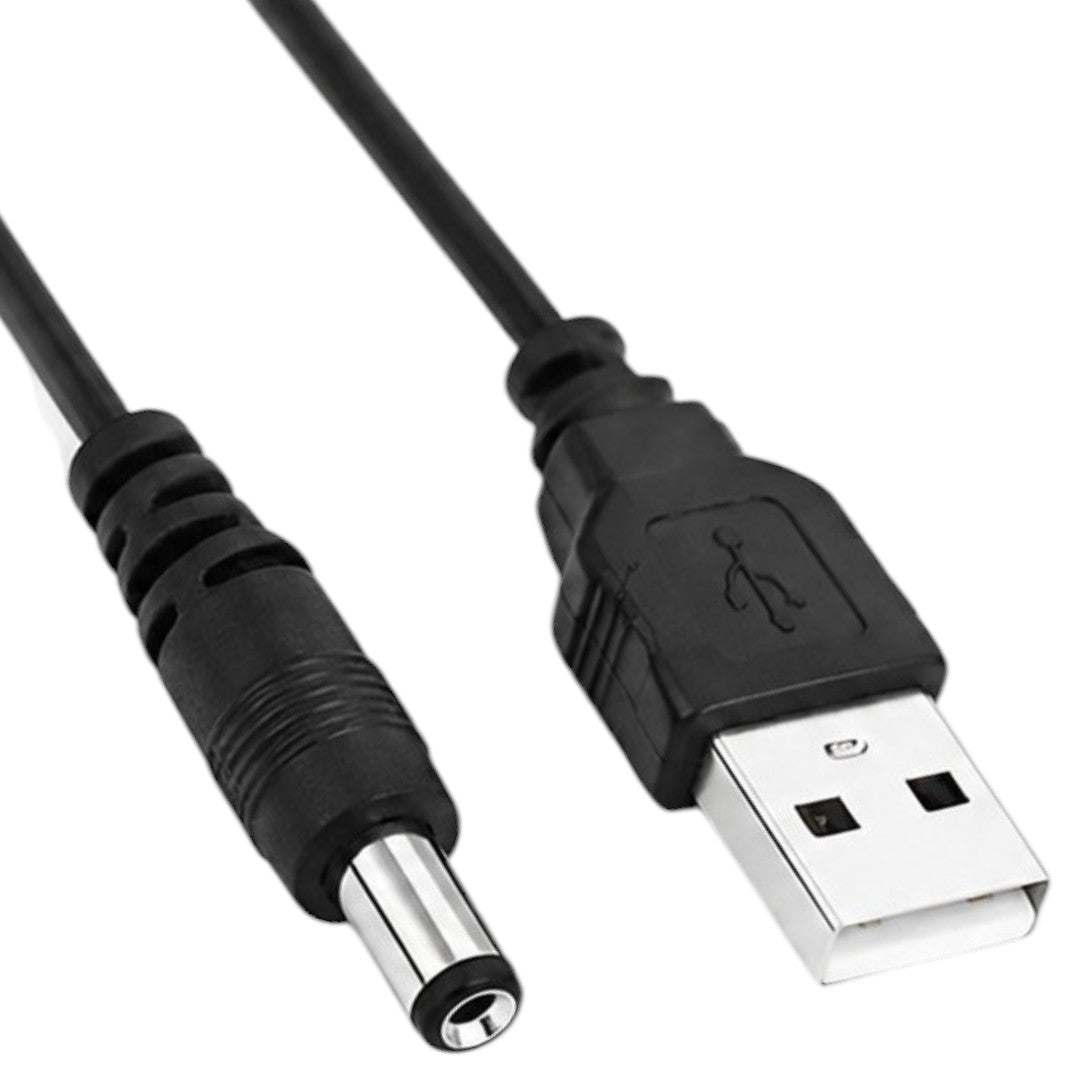 Cable USB A Plug 5.5x2.1mm DC Carga Alimentación 75cm