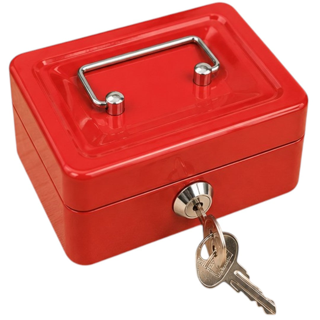 Caja De Seguridad Metálica 15cm Con Llaves Cofre Porta Dinero Rojo