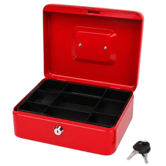 Caja De Seguridad Metálica 30x24x9cm Llaves Cofre Dinero Rojo