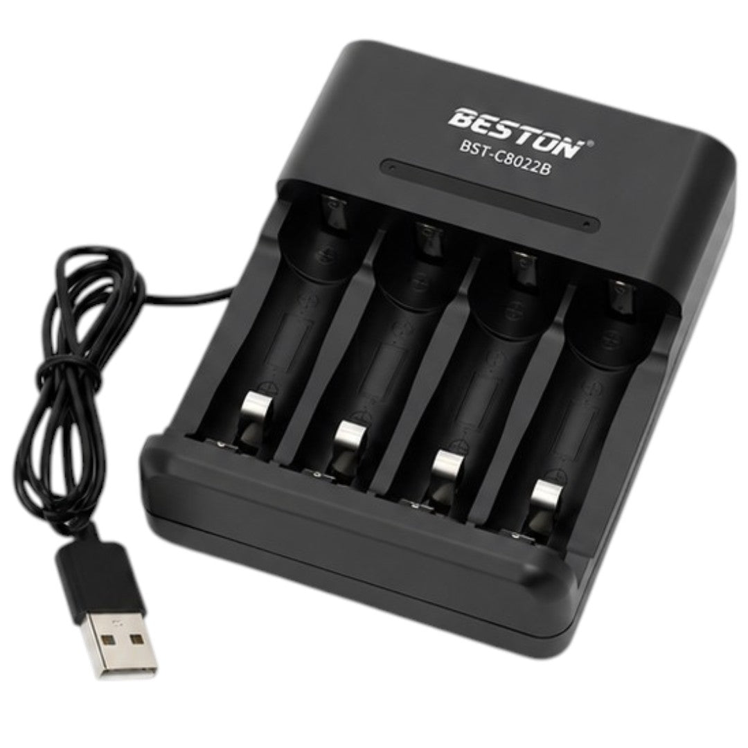 Cargador 4 Pilas AA Y AAA Recargables Usb Bateria Cuádruple Beston