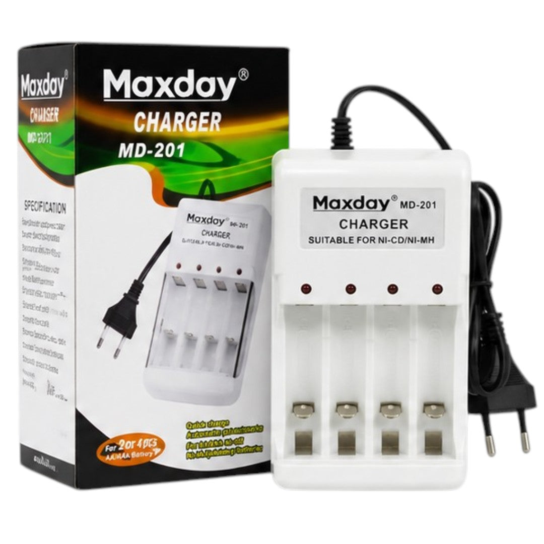 Cargador 4 Pilas Recargables AA Y AAA 220v Cuádruple Maxday
