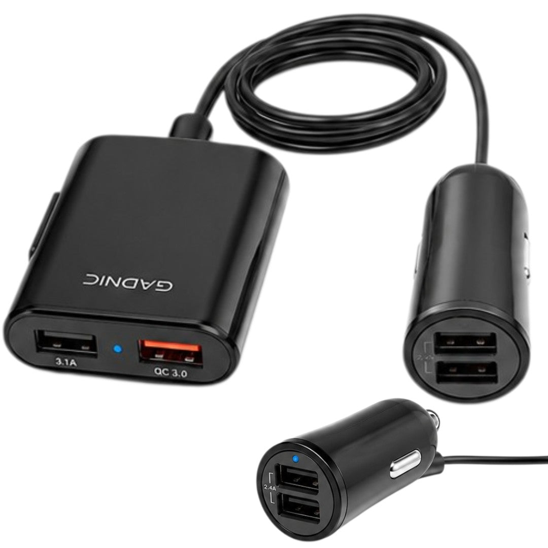 Cargador 4 Puertos Usb Para Auto Cable 1.8m Celular