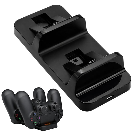 Cargador De Joystick Ps4 Base Horizontal Doble Dock Control Y Cable Usb
