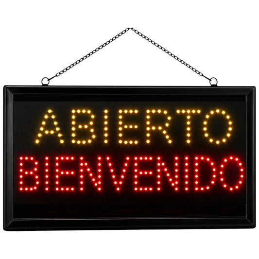 Cartel ABIERTO BIENVENIDO 55X33cm Led Panel Luminoso Luz Letrero Promocional 220v