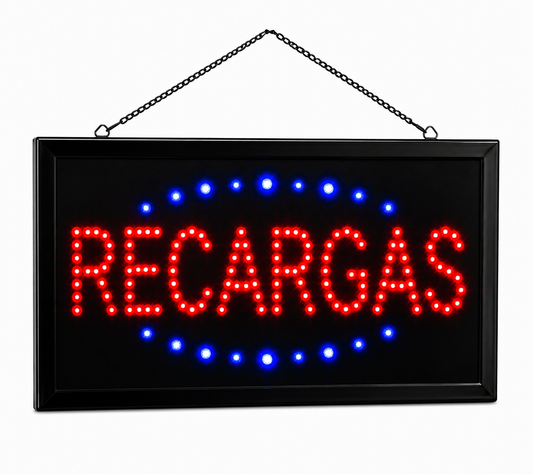 Cartel Recargas Led Panel Luminoso Luz Letrero Promocional 220v