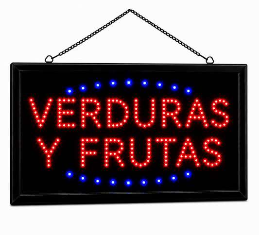 Cartel FRUTAS Y VERDURAS Led Panel Luminoso Luz Letrero Promocional 220v