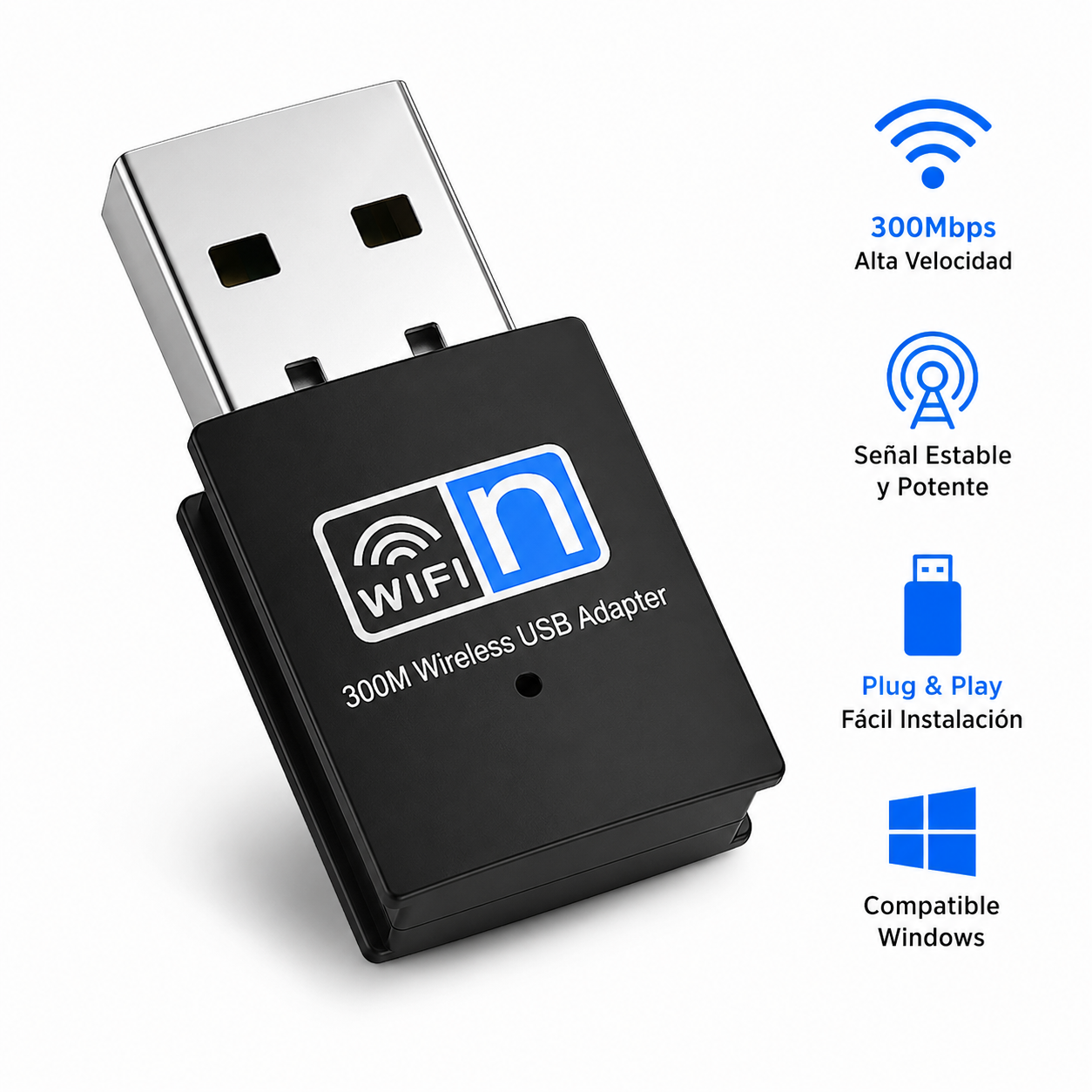 Adaptador Wifi Usb 300 Mbps Inalámbrico Mini Pc Netbook
