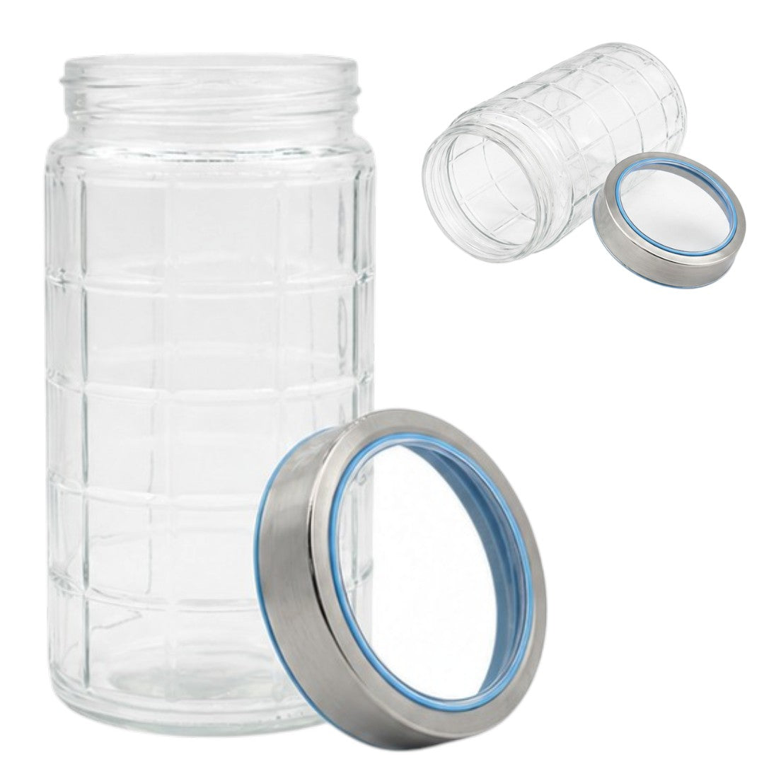 Frasco De Vidrio 1.8L Con Tapa Metálica Y Visor Hermético