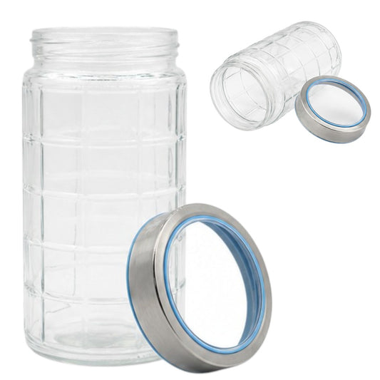 Frasco De Vidrio 1.8L Con Tapa Metálica Y Visor Hermético