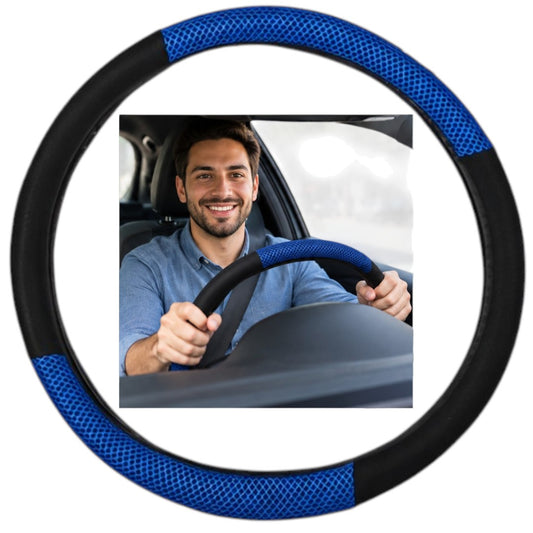 Funda Para Volante De Auto 38cm Universal Goma Dura Resistente Azul