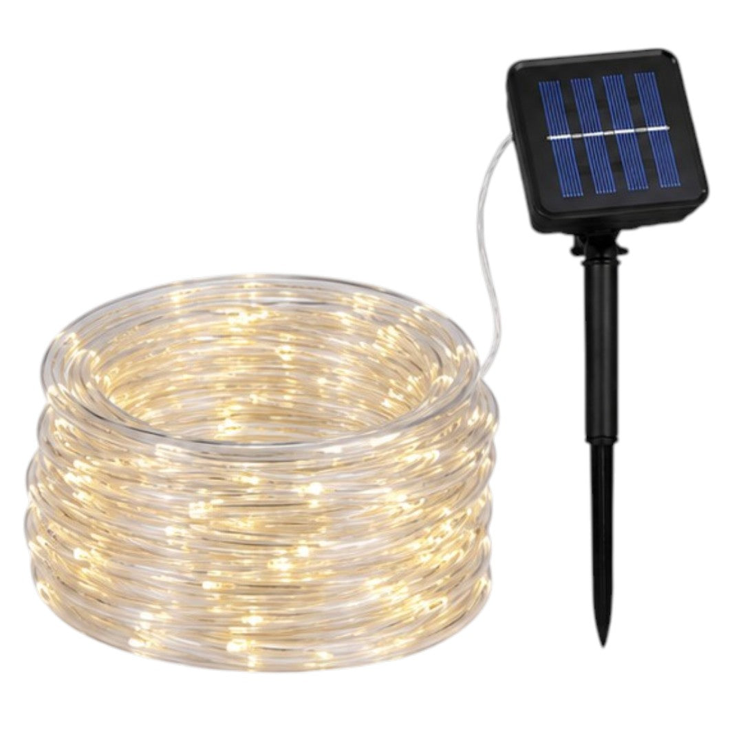 Guirnalda Solar LED 10 Metros Tubo IP65 Resistente Al Agua Jardín