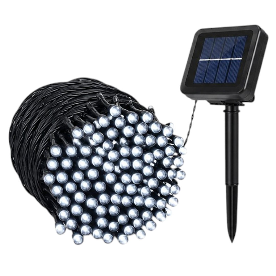 Guirnalda Solar LED 200 Luces Frías Con Secuencias Exterior