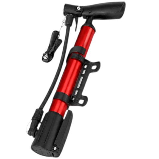 Inflador Manual Para Bicicleta Moto Auto Bomba Con Adaptadores Rojo
