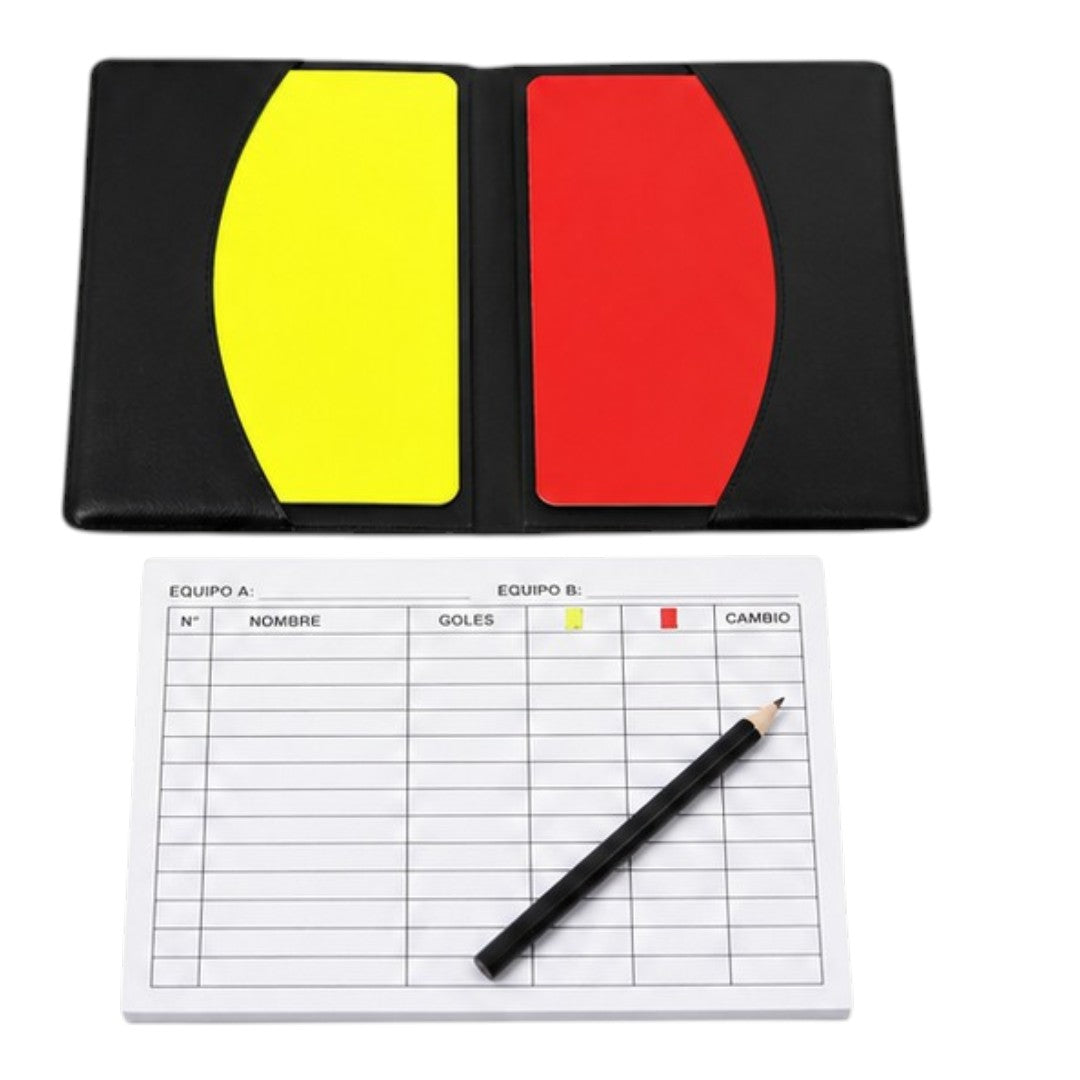 Kit Árbitro Fútbol Tarjetas Roja Amarilla Lápiz Planilla