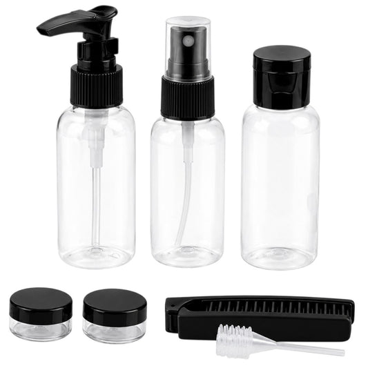 Kit Frascos De Viaje Recargables x8 Para Shampoo Perfume Y Cosméticos Negro