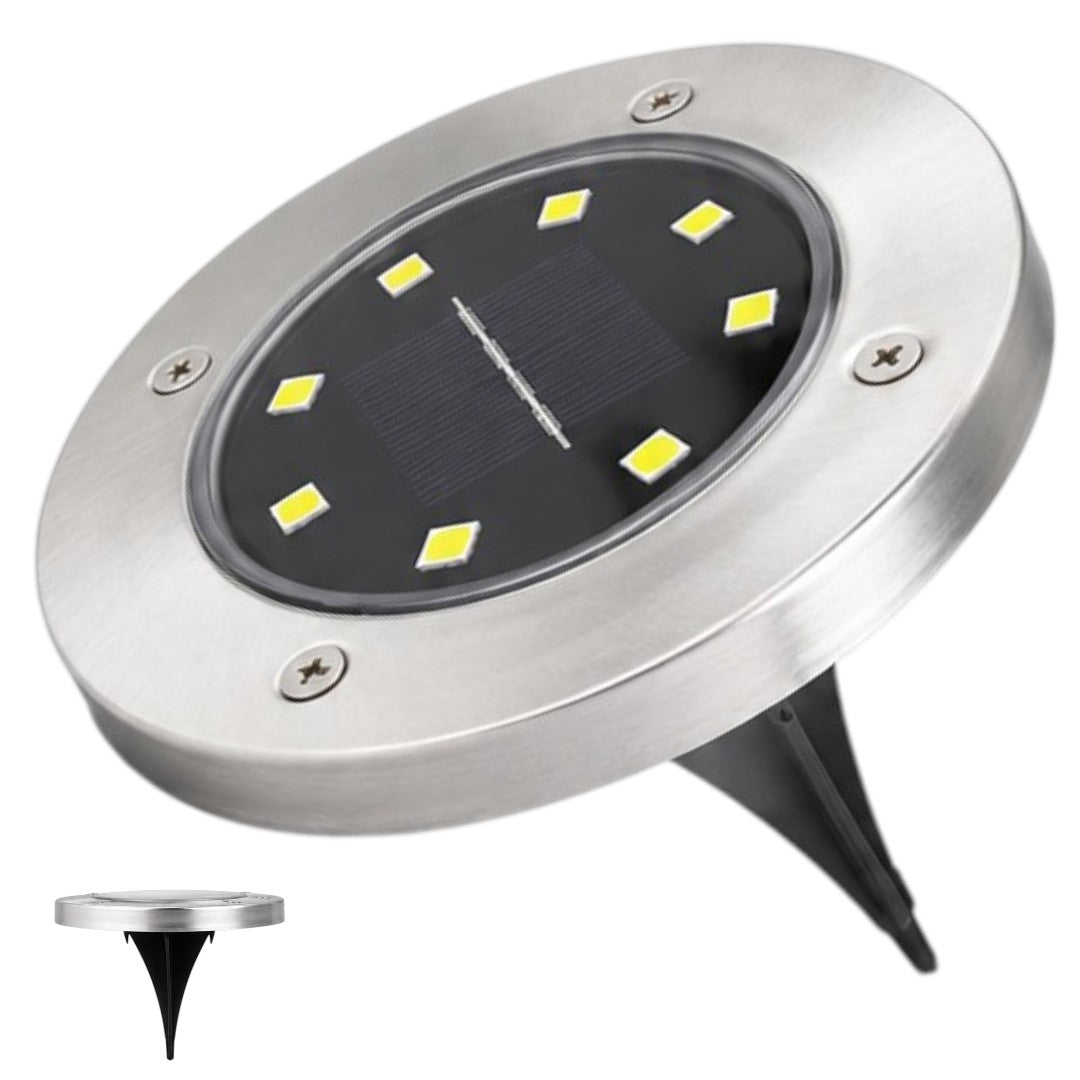 Lámpara Solar De Jardín 8 LED Acero Inoxidable Exterior