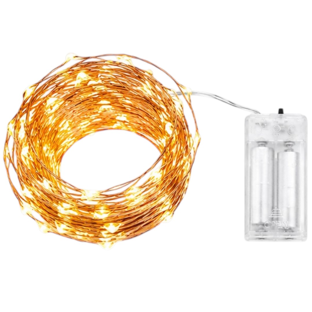 Luciérnaga 2m A Pilas 20 Led Guía Luz Cálida Luces
