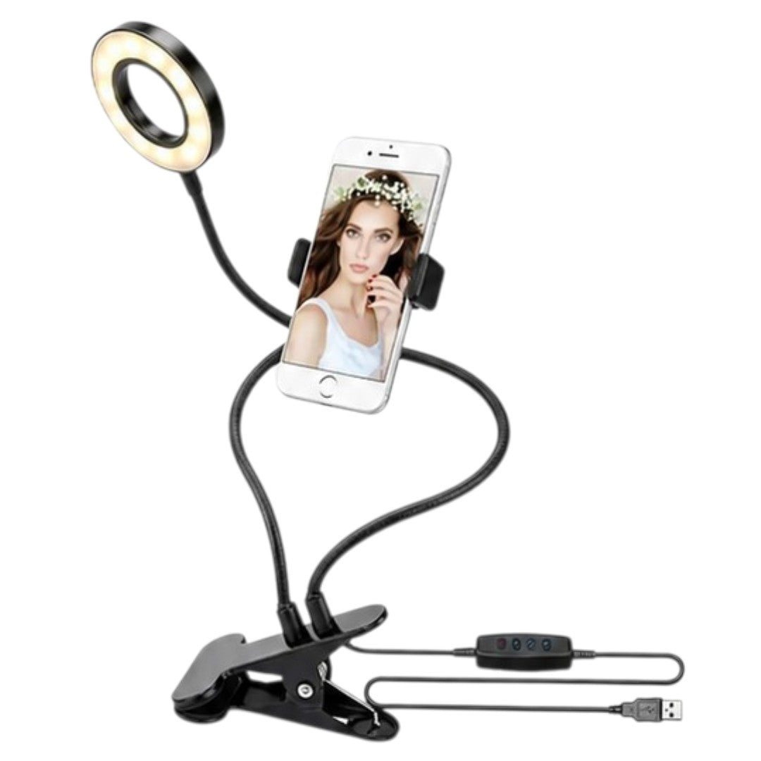 Luz LED Selfie Con Soporte Para Celular TikTok Zoom Maquillaje