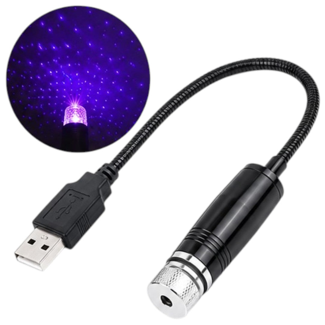 Luz LED Violeta USB Para Auto Interior Efecto Pintitas Estrellas