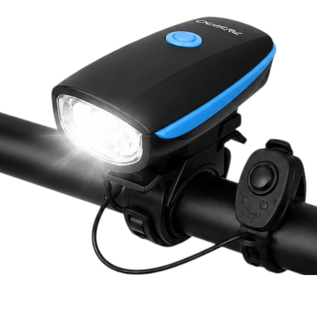 Luz Y Bocina Para Bicicleta Led Delantera 3 Modos Recargable Azul