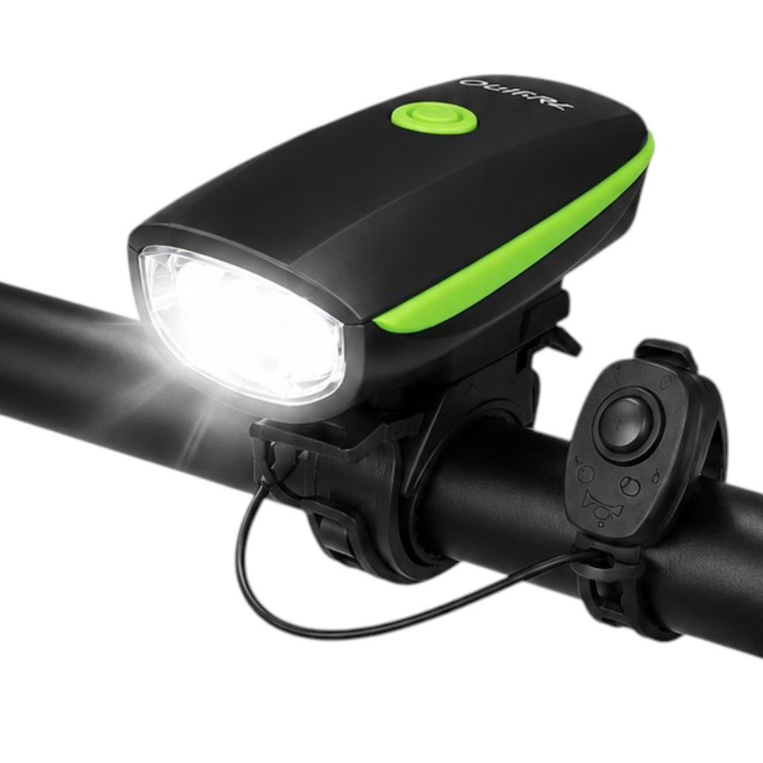 Luz Y Bocina Para Bicicleta Led Delantera 3 Modos Recargable Verde