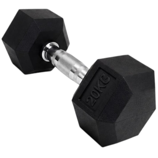 Mancuerna 20Kg Hierro Recubierta En Goma Entrenamiento Fitness