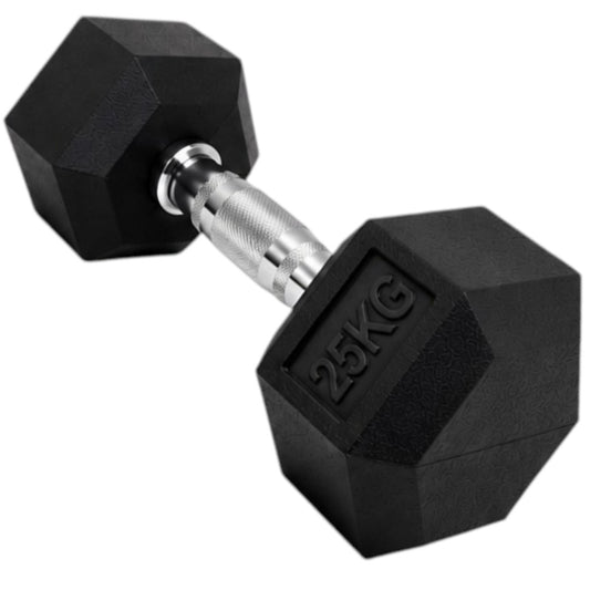 Mancuerna 25Kg Hierro Recubierta En Goma Entrenamiento Fitness