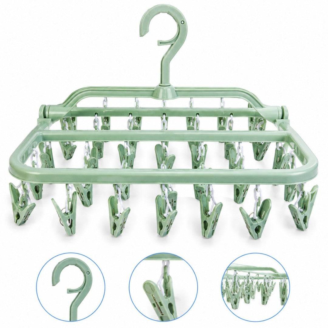 Mini Tendedero Plegable Con 32 Palillos Para Ropa Interior Y Medias