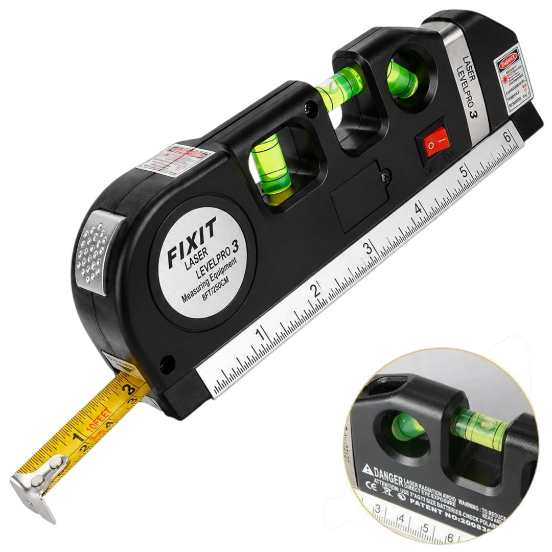 Nivel Láser Profesional Cinta Métrica 10m Niveladora Level Pro 3