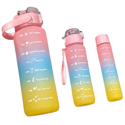 Pack 3 Botellas Motivacionales 2L 900ml 500ml Deportivas A1