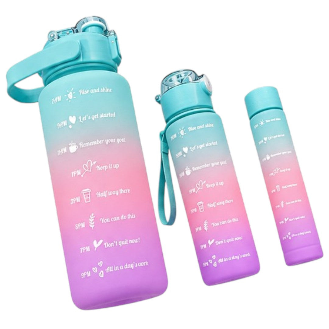 Pack 3 Botellas Motivacionales 2L 900ml 500ml Deportivas B1