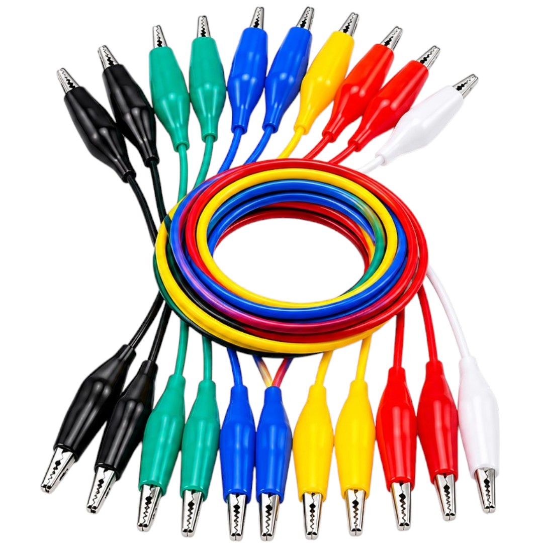 Pack x10 Pinzas Cocodrilo 90cm Caimán Fuente Circuito