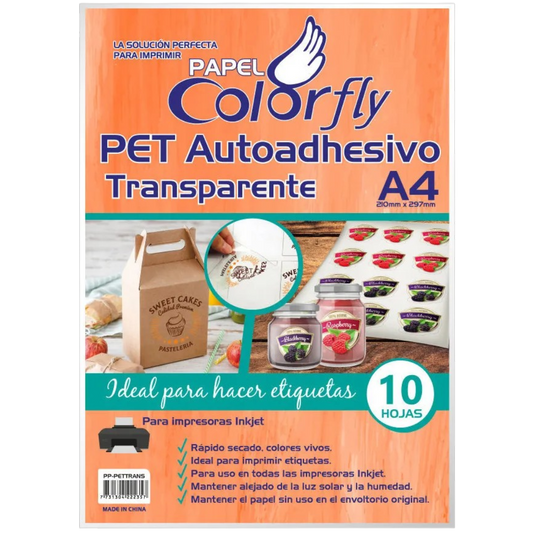Papel Pet Etiquetado Transparente Autoadhesivo Paquete Etiquetas X10u