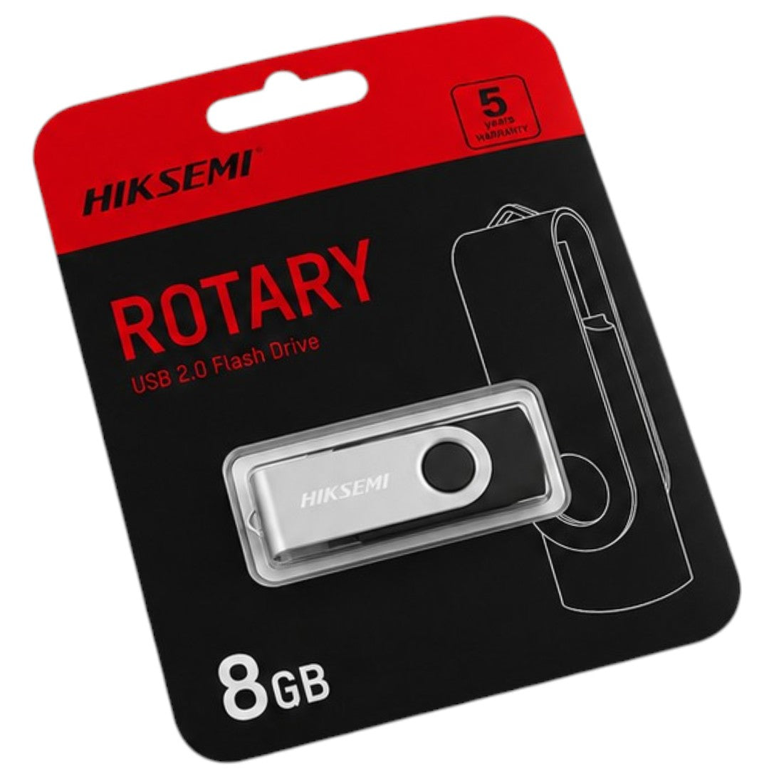 Pendrive 8GB Hiksemi USB 2.0 Rotary Negro Memoria Flash Original