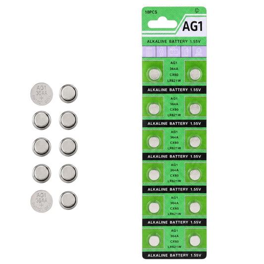 Pilas AG1 x10 1.55V Tira Batería Botón Reloj Calculadoras