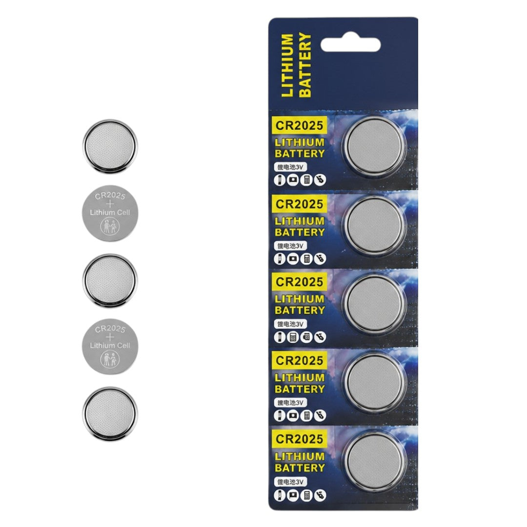 Pilas CR2025 x5 3V Tira Batería Botón Reloj Calculadoras