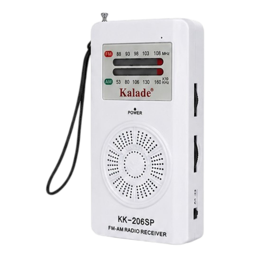 Radio Fm Am Portátil Dos Pilas Con Antena De Bolsillo Blanco