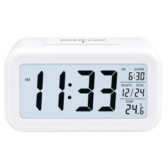 Reloj Despertador Alarma Fecha Y Temperatura Display De Mesa Blanco