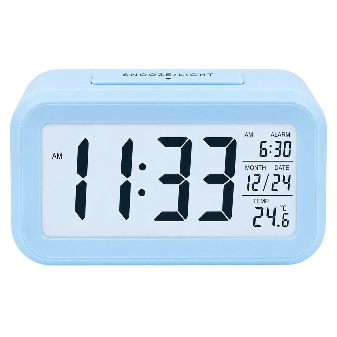 Reloj Despertador Alarma Fecha Y Temperatura Display De Mesa Celeste