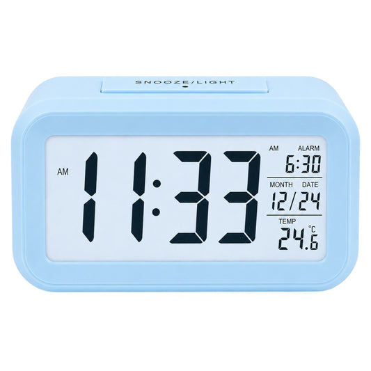 Reloj Despertador Alarma Fecha Y Temperatura Display De Mesa Celeste