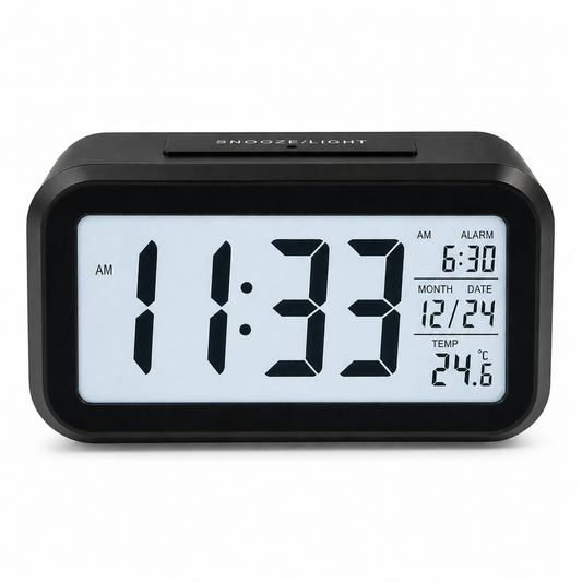 Reloj Despertador Alarma Fecha Y Temperatura Display De Mesa Negro