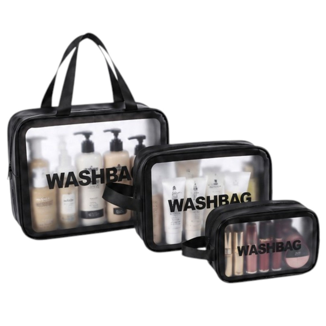 Set 3 Necessaire Maquillaje Organizador Impermeable Translúcido