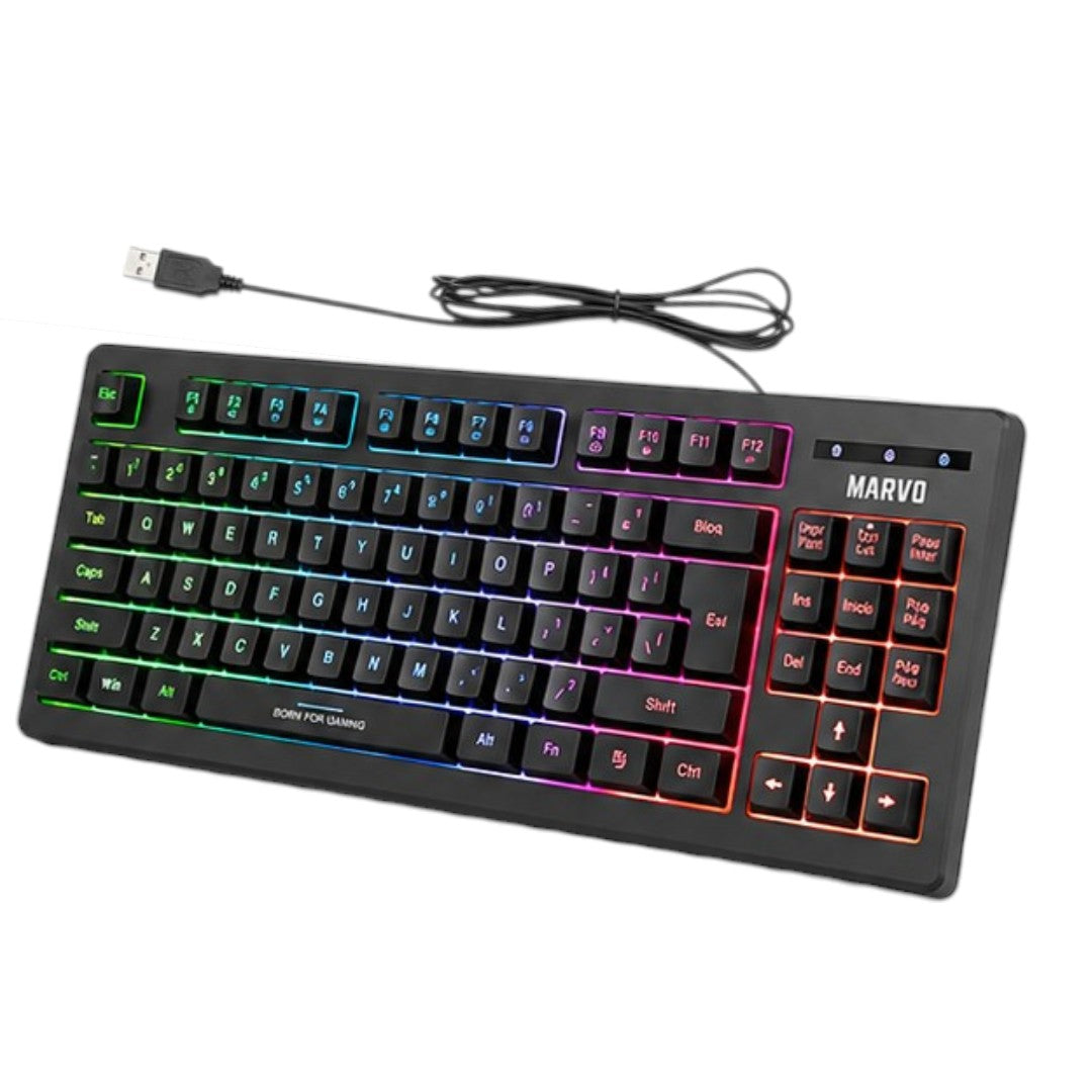 Teclado Marvo K607 RGB Negro Para PC Gaming Español