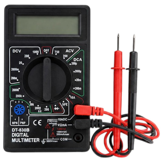 Tester Digital DT830B Multímetro Voltímetro Con Cables Pila Incluida
