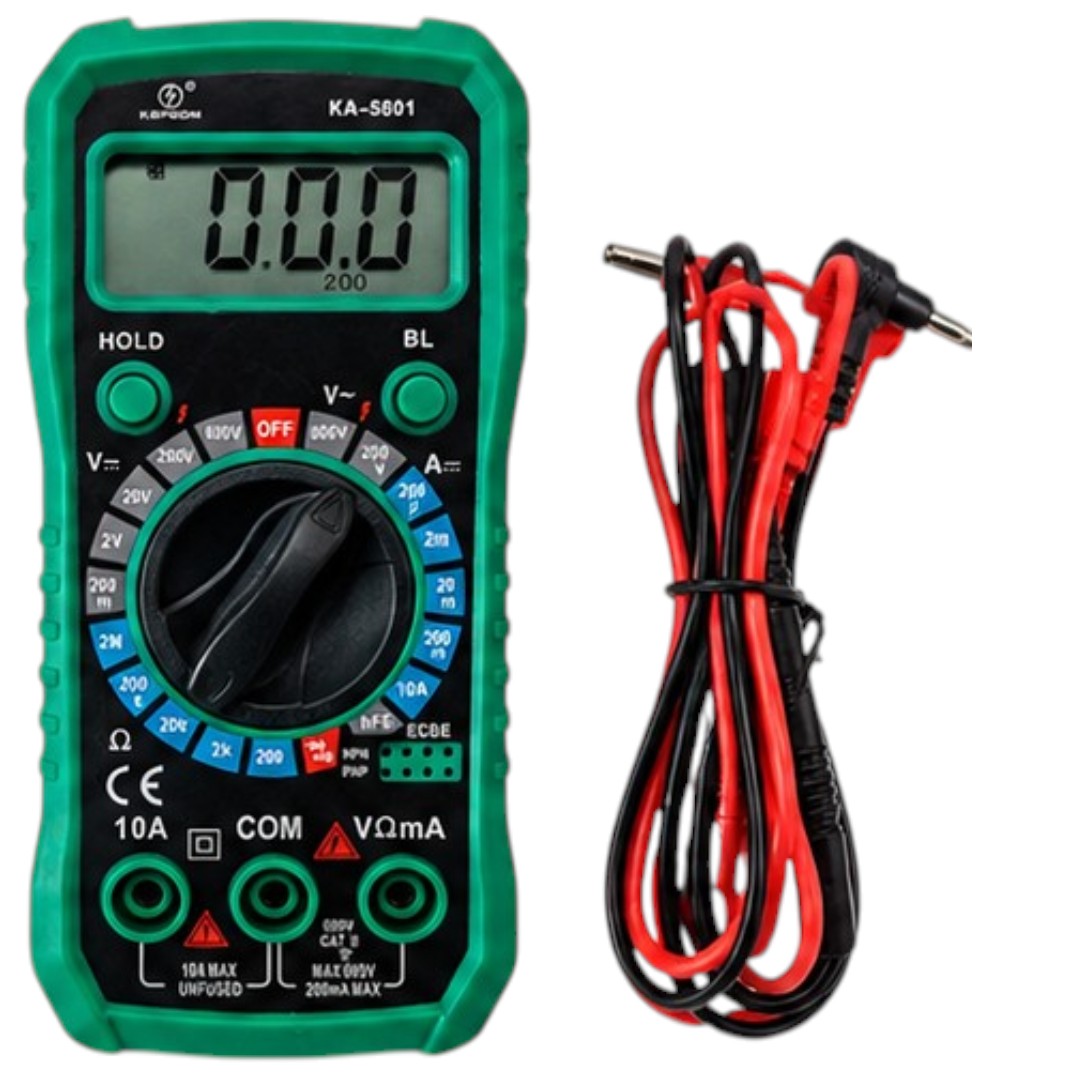 Tester Digital KA-5801 Multímetro Voltímetro Con Cables Pila Incluida Verde