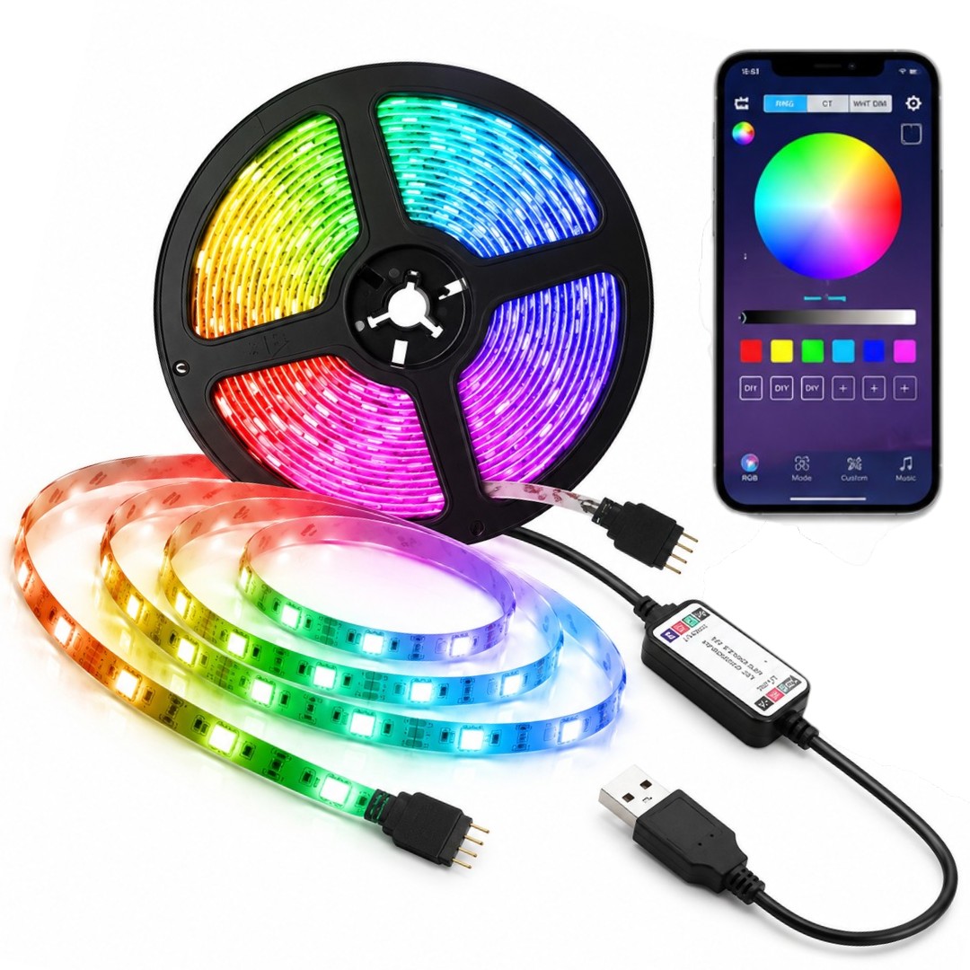Tira Led App Bluetooth 3m Usb Led  5050 Rgb Cel Rollo Cinta Luces