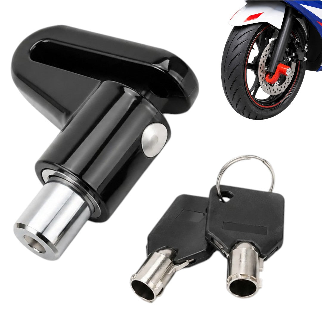 Tranca Para Moto De Freno Disco Bici Candado Traba Seguridad Llave Negro