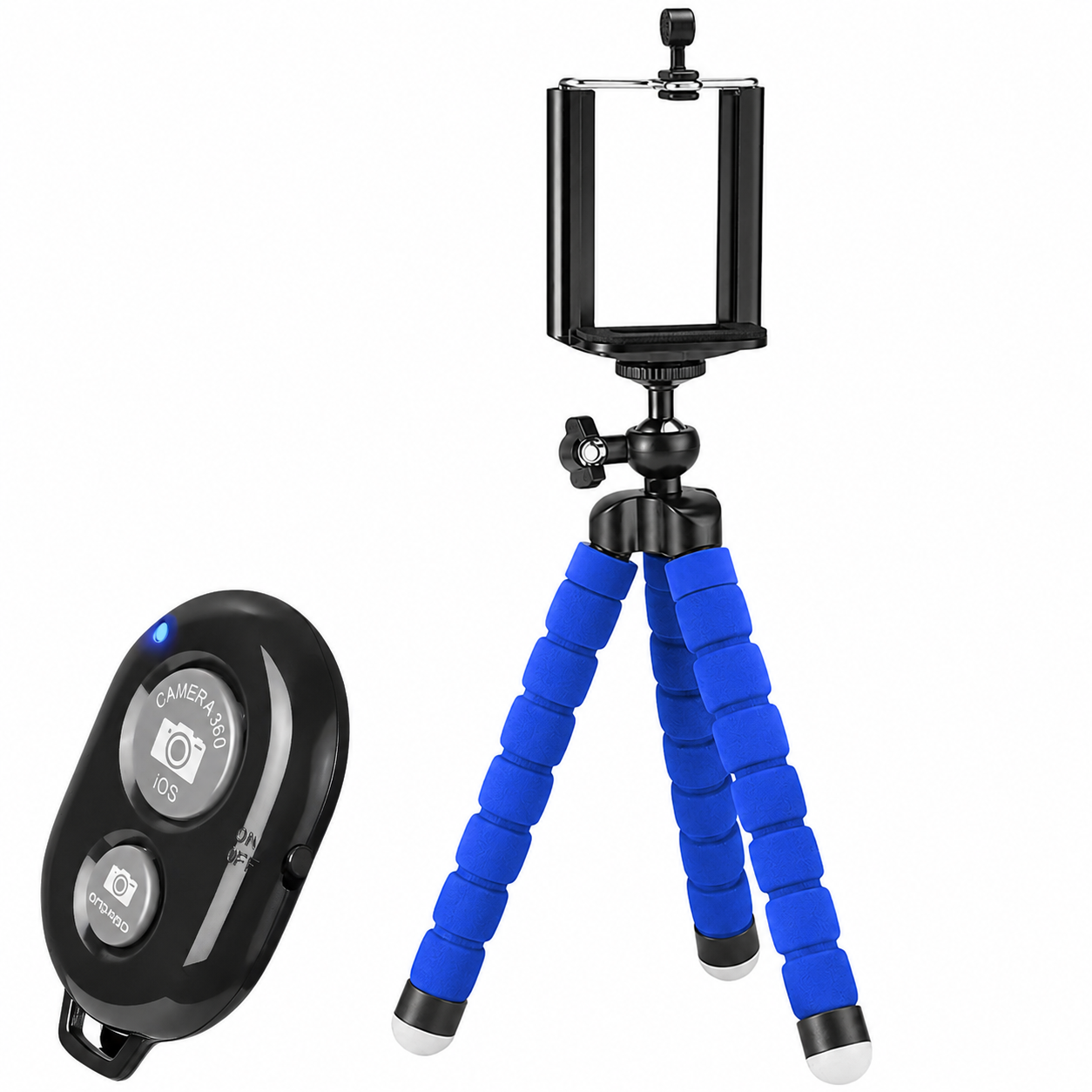 Tripode Spider + Soporte Celular + Control Bluetooth Clic Selfie Azul
